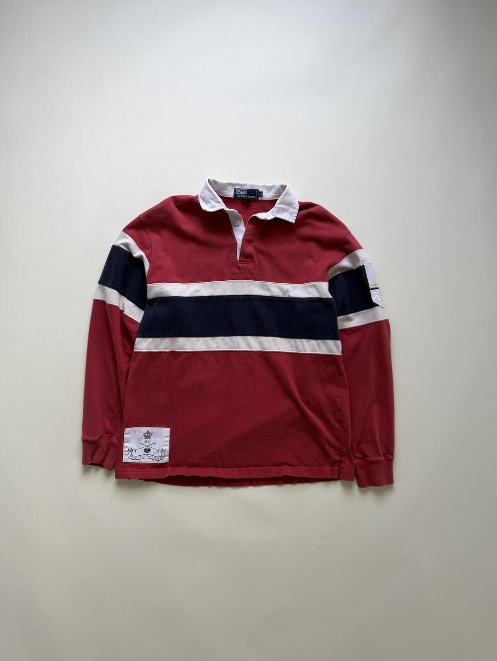 Vintage Polo Ralph Lauren rugby Red Blue White Long sleeve shirt